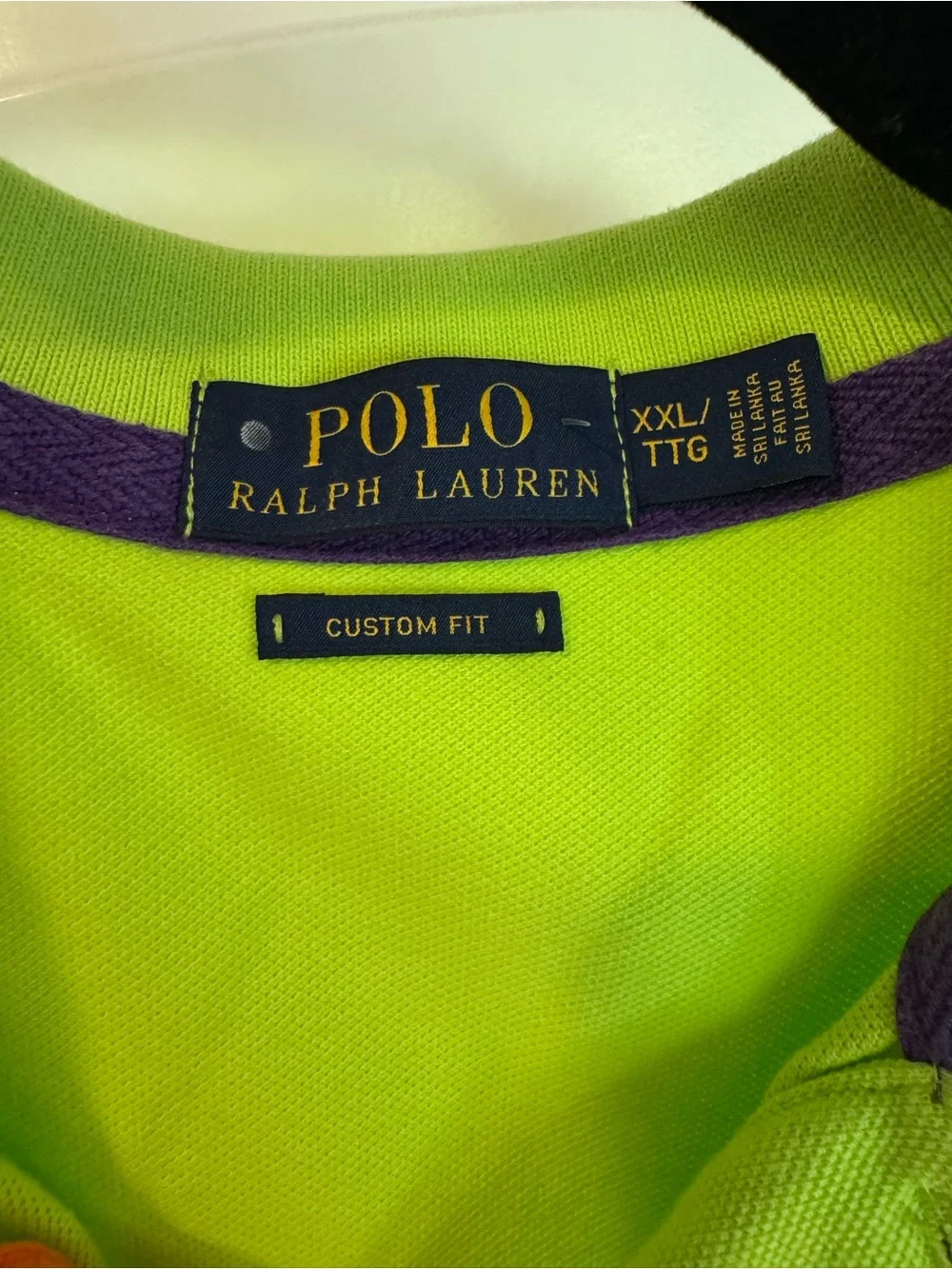 Polo Ralph Lauren Neon Green Large Purple Pony Polo Shirt size XXL